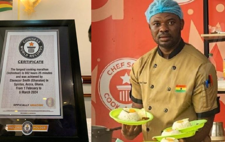 Ghanaian Chef Ebenezer Smith Sets A New Guinness World Record For The Longest Cook-a-Thon 