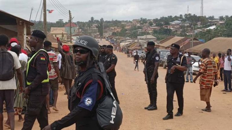 Photos: Police Take Over Bawjiase Town After One Shot Dead