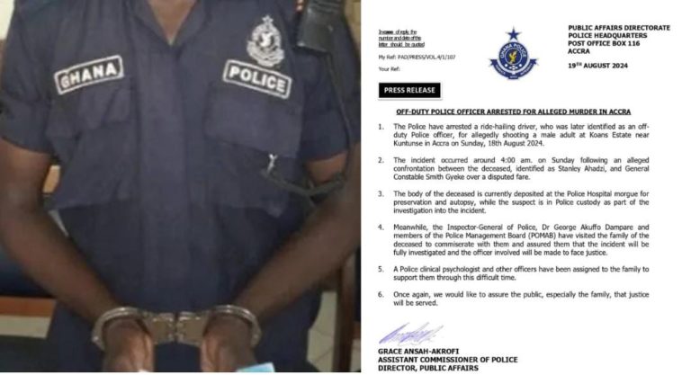 Accra: Off-Duty Police Officer Arrested For Alleged Murder