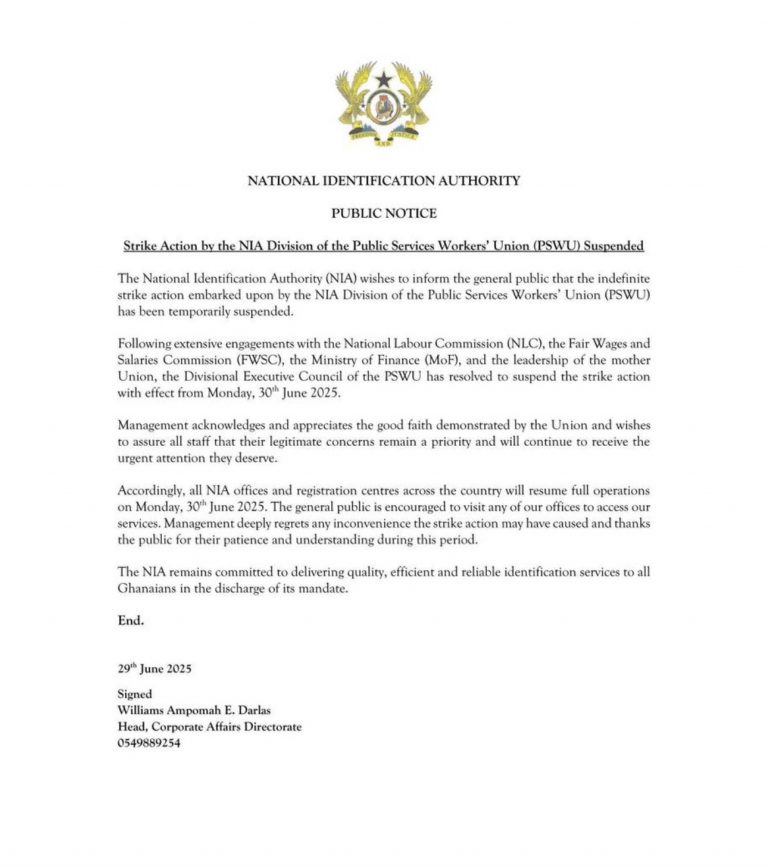 NIA Workers Suspend Strike